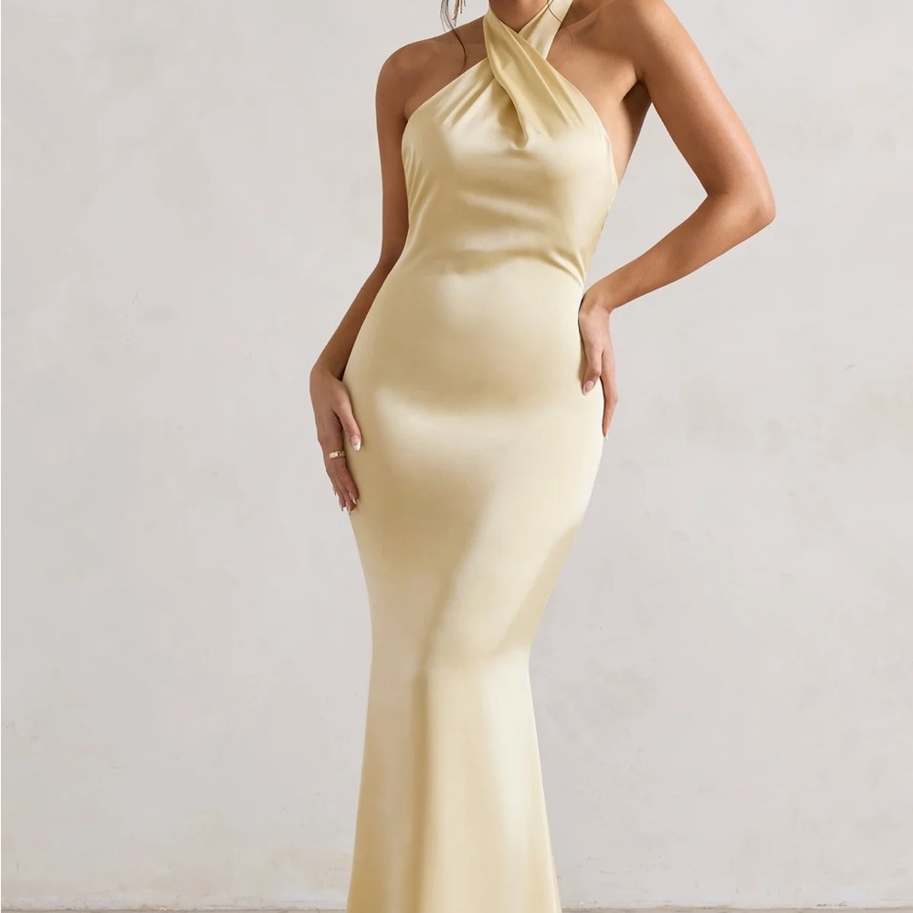 Elegant Cream Halter Dress